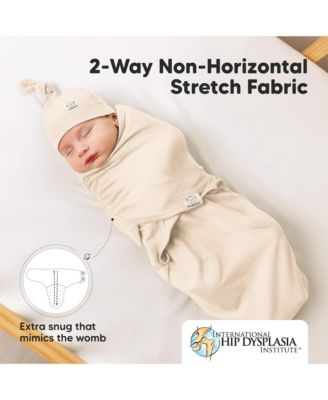 3-Pack Organic Baby Swaddle Sleep Sacks with Knot Hats, Newborn Baby Swaddles Wrap, Ergonomic Wearable Blanket