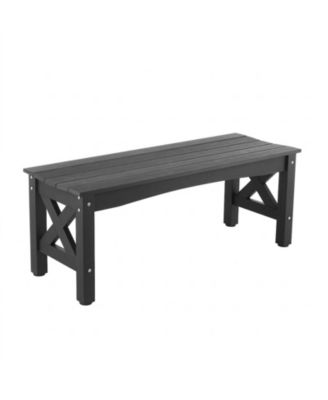 44.5-Inch Weatherproof Plastic Outdoor Bench with Adjustable Feet