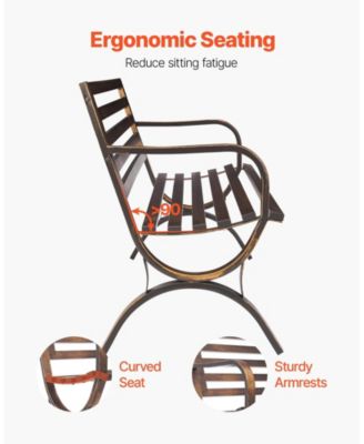 Carbon Steel Outdoor Bench with Slatted Backrest