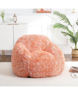 Adult Bean Bag Chair with Armrest, Faux Fur Plush, High-Density Foam Floor Sofa for Living Room