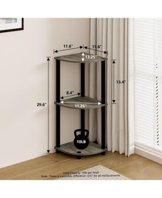 3 Tier Decorative Corner Bookshelf Display Rack, Gray