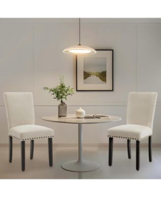 Dining Chairs Set of 6 Upholstered Persons Dinner Room Chair Sets Fabric Kitchen Chairs Solid Wood Legs and Padded Cushion