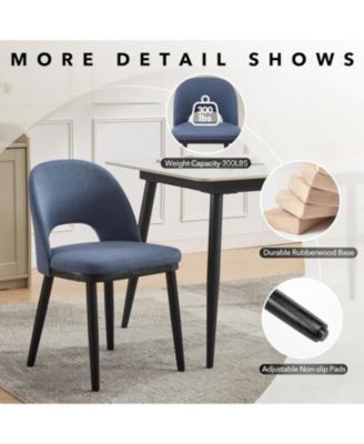 Dining Chairs Set of 2, Modern Fabric Upholstered Kitchen Side Chairs with Curved Backrest and Wood Leg