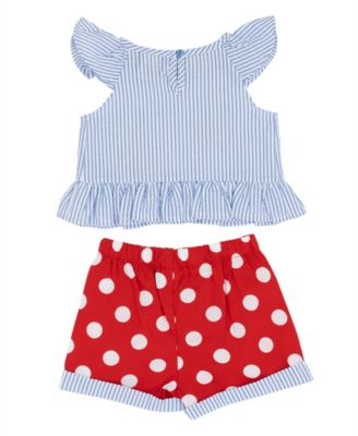 Baby Girls' Flutter Sleeve Top and Elastic Waistband Shorts, 2-Piece Set