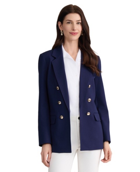 Женские Jones New York Women's Long-Sleeve Faux Double-Breasted Blazer