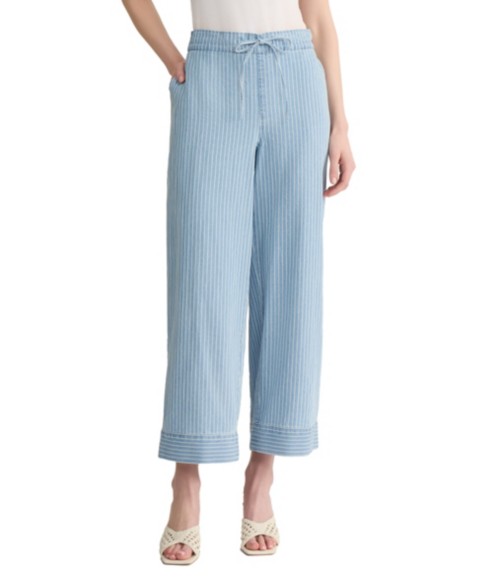Женские Jones New York Women's Wide Leg Stripe Drawstring Crop Pants
