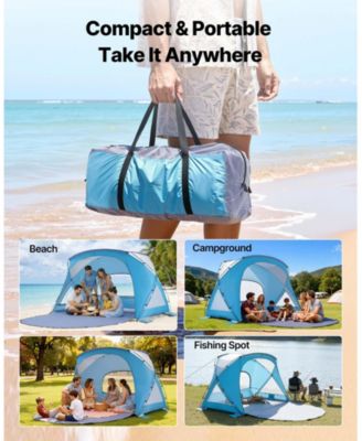 6-Person Beach Tent Sun Shelter with UPF 50+ Protection and Sand Pockets