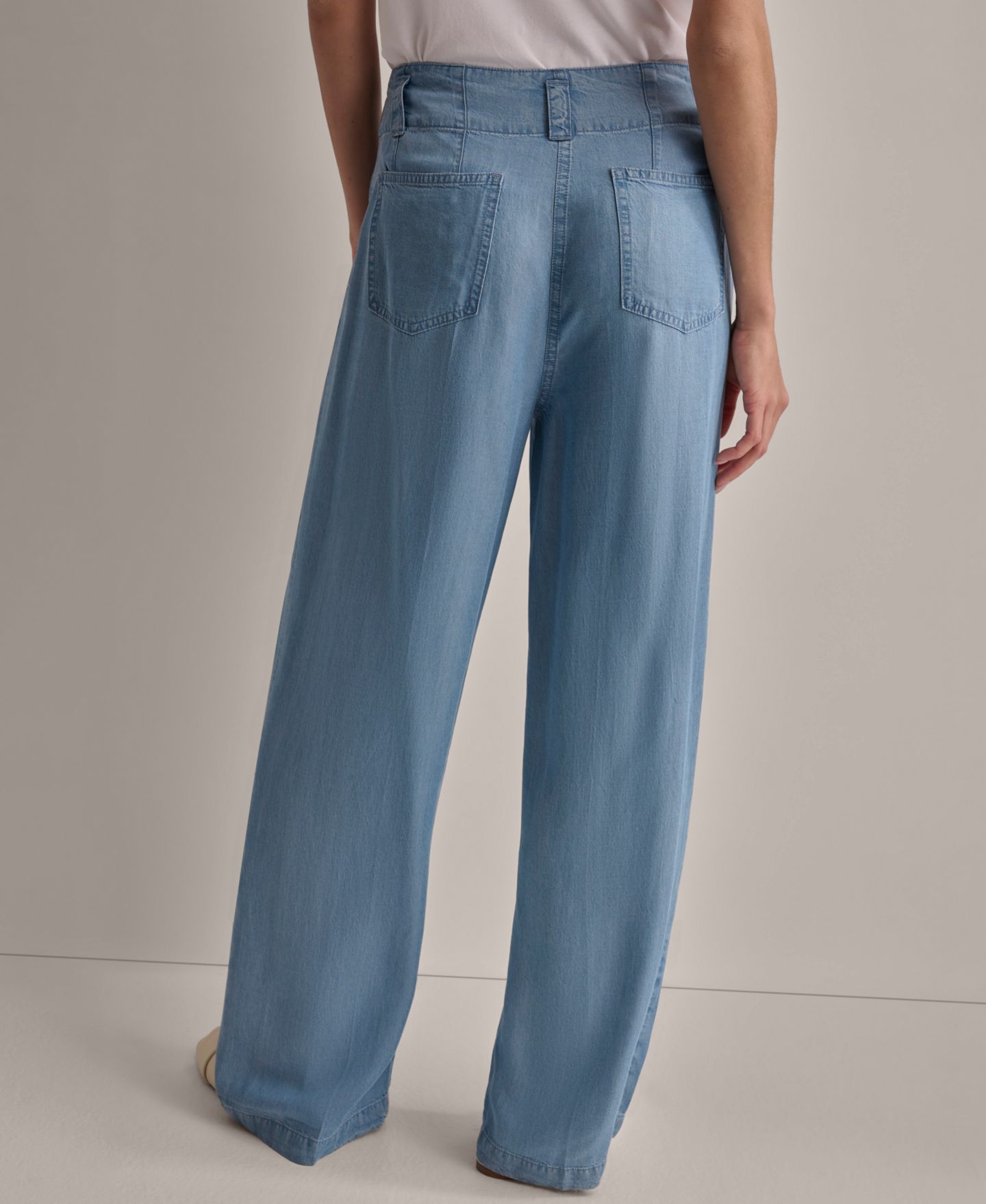 Женские брюки DKNY Chambray Wide-Leg, цвет: Stream — фото 5