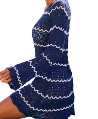 Women's Independent Striped Cover-Up Mini Beach Dress