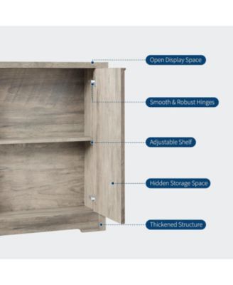 Fluted Buffet Sideboard Cabinet with Storage,2/4 Doors & Adjustable Shelf,Handle,Spacious Tabletop,Modern Wood Coffee Bar Console Table