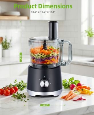 10 Cup Food Processor with Salad Spinner Basket 2 Speeds Pulse Control and 4 Cutting Discs - Black