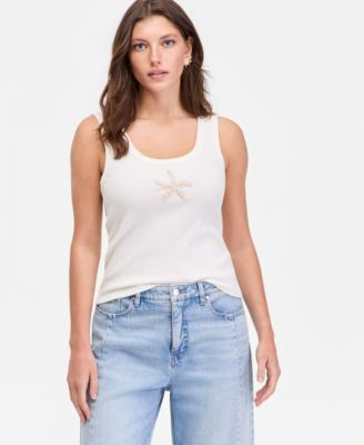 Women's Scoop-Neck Starfish Crochet Tank Top