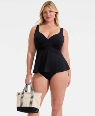 Plus Size Sweetheart Belted Flutter Tankini