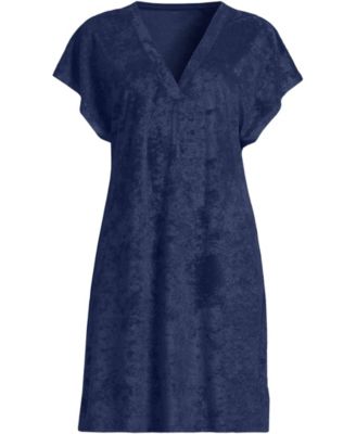 Women's Terry Dolman Sleeve V-Neck Cover Up Dress