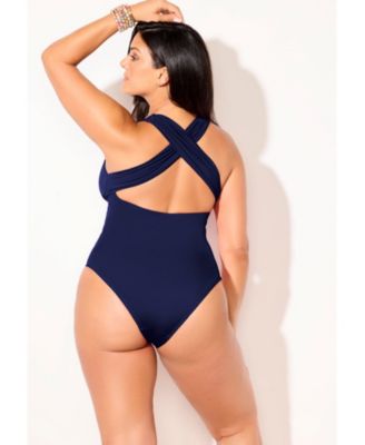 Women's Crossback V-Neck One Piece Swimsuit