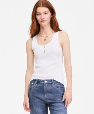 Women's Scoop-Neck Henley Tank Top