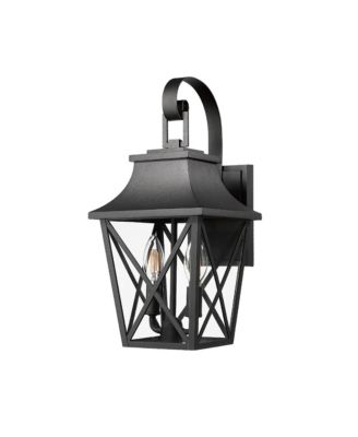 Outdoor Wall Lantern 2-Light, Large Outside Modern Wall Sconce Light Fixture, Industrial Porch Light Wall Mount with Glass
