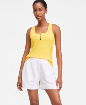 Women's Scoop-Neck Henley Tank Top