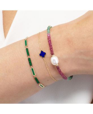 Mini Lapis Single Clover Bracelet 14K Gold