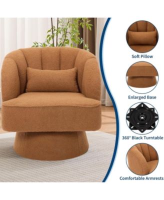 Modern 360° Swivel Barrel Accent Chair, Teddy Fabric