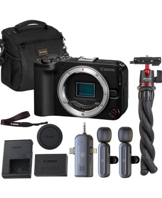 EOS R50 V Mirrorless Camera Body | 4K Video, Dual Pixel AF, Flip Screen | Vlogging Kit w/ Wireless Lavalier Microphone Set, Octopus Flexible