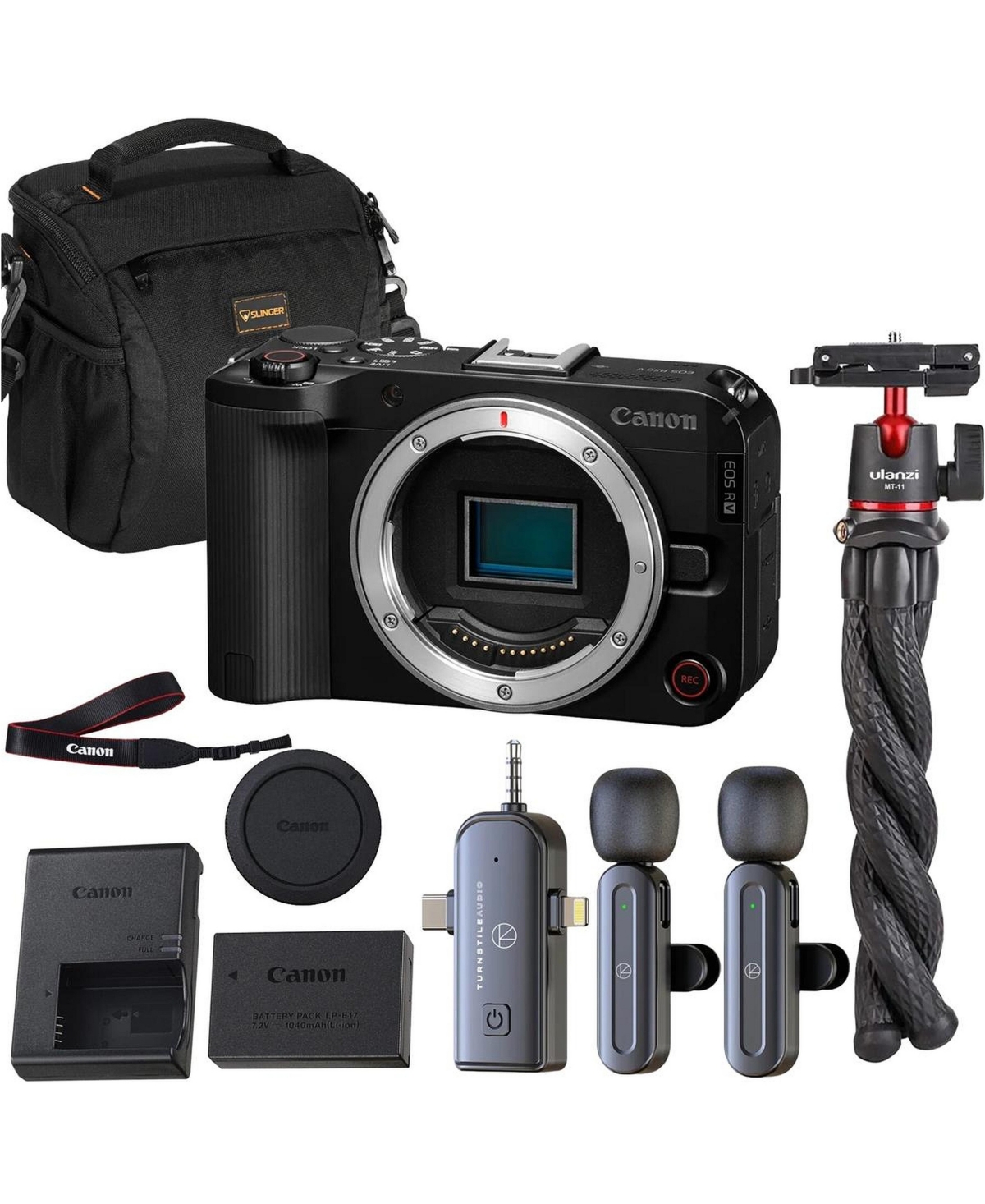 Canon Eos R50 V Mirrorless Camera Body | 4K Video, Dual Pixel Af, Flip Screen | Vlogging Kit w/ Wireless Lavalier Microphone Set, Octopus Flexible - B