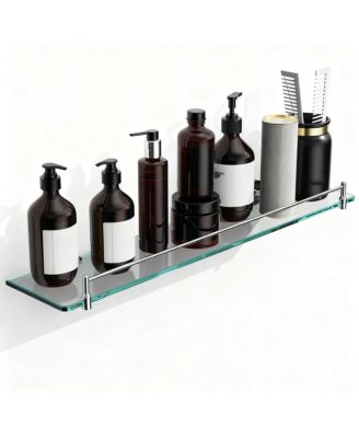 Glass Shelves Bathroom Chrome Stainless Steel Tempered Wall Mount