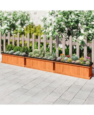 Solid Fir Wood Raised Garden Bed with Liner & Drainage