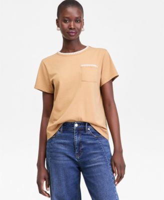 Women's Blanket-Stitch Pocket T-Shirt