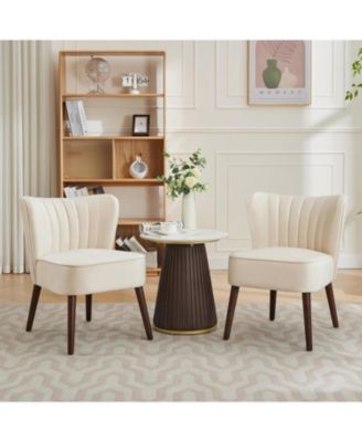 Modern Velvet Accent Chair with Wood Legs