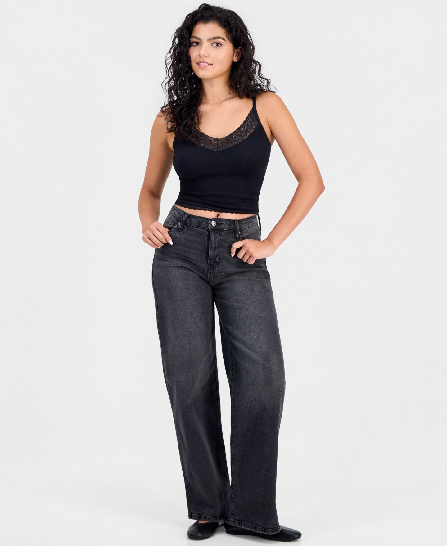 Женские джинсы Celebrity Pink Juniors' Mandy Baggy Elastic-Back Wide-Leg, цвет: Bancarella — фото 5