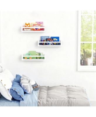 Floating Shelves Wall Wood Bookshelf Nursery Organizer Set 3