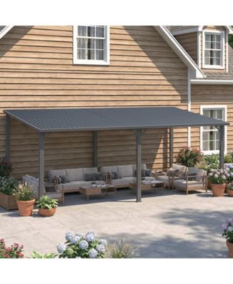 20' x 10' Hardtop Gazebo Outdoor Pergola Lean to Metal Pergolas