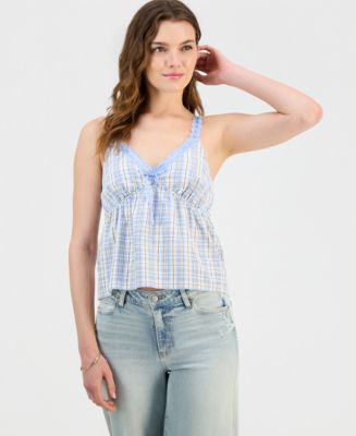 Madden Girl Juniors' Lace-Trim Babydoll Top - Macy's