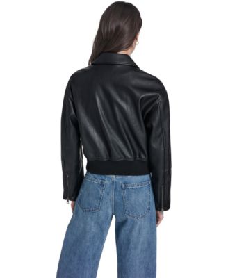 Women's Faux Leather Bomber Jacket