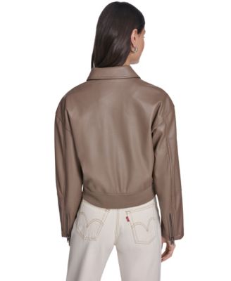 Women's Faux Leather Bomber Jacket