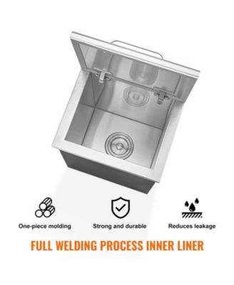 14 x 12 x 18 Inch Drop-In Stainless Steel Ice Chest, 40 Qt with Hinged Lid