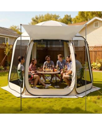 10 x 9.2 Ft Pop-Up Screen House Tent with Awning for 4-8 People