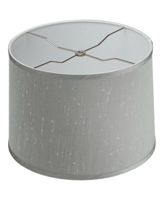Platinum Gray Medium Dupioni Silk Lamp Shade 13" Top x 14" Bottom x 10" Slant x 10" High (Spider) Replacement with Harp and Finial