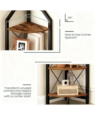 Corner Shelf Industrial Storage Stand Bookcase Plant Display Rustic