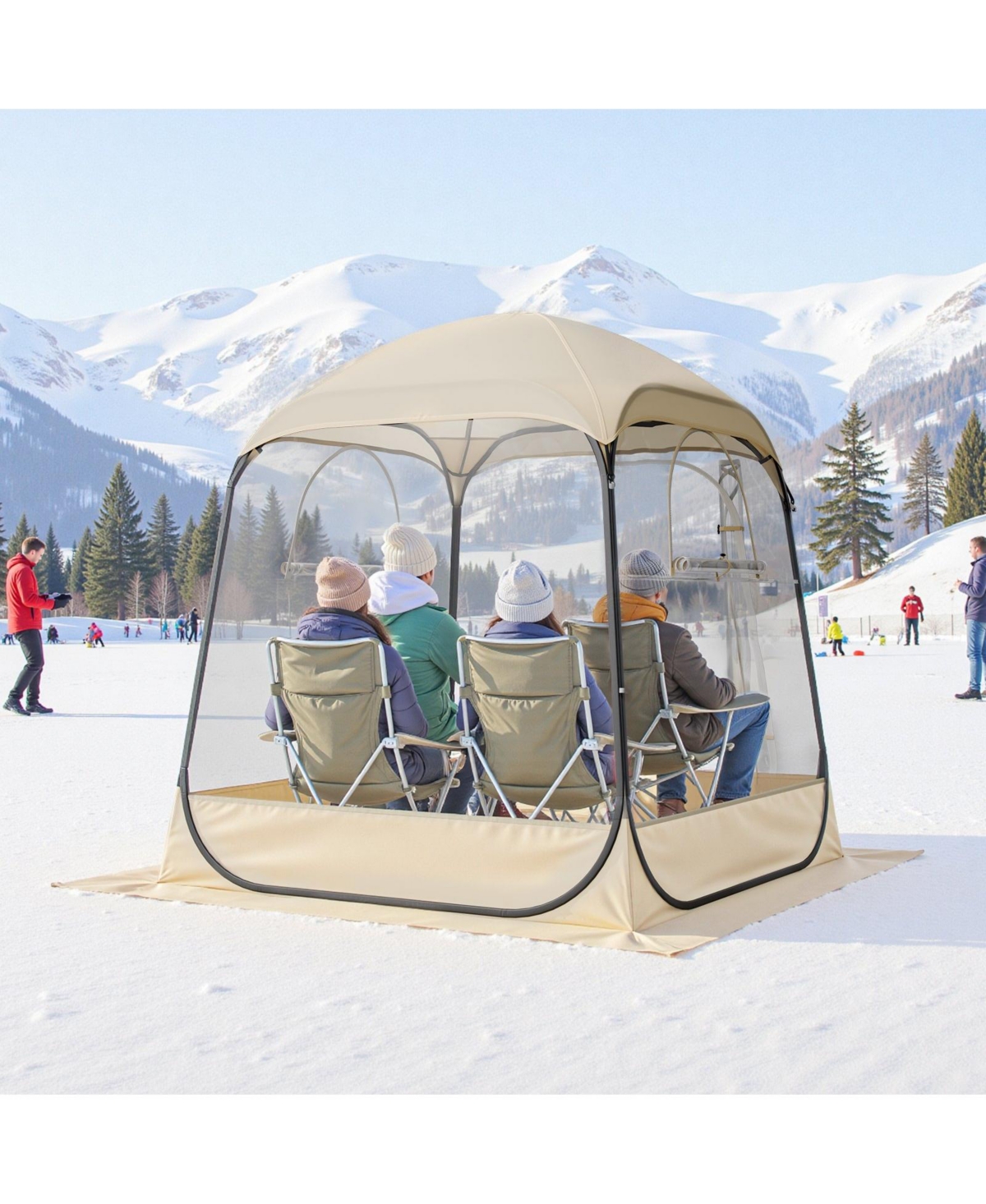 Mecale 63 x 63 Inch Pop-Up Sports Bubble Tent for 2–4 People with Floor Mat and Cover