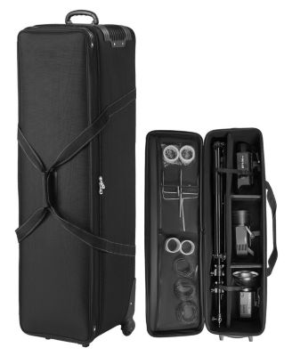 51.6 Inch Rolling Studio Equipment Trolley Case with Wheels and Padded Compartments