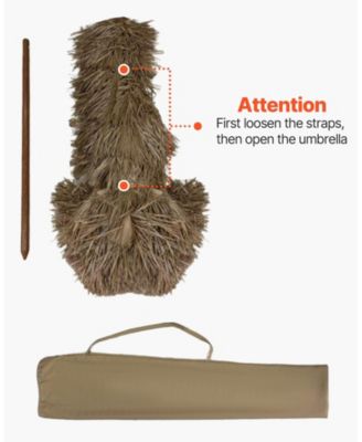 6 Ft Thatched Tiki Patio Umbrella with Tilt and Metal Ribs