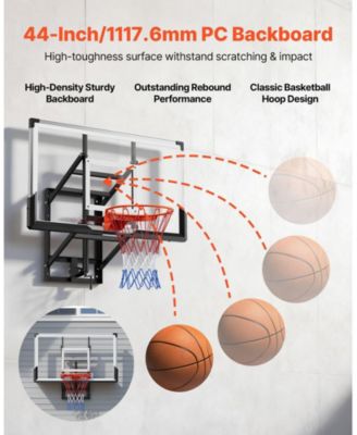 54 Inch Wall Mount Basketball Hoop with Adjustable Backboard