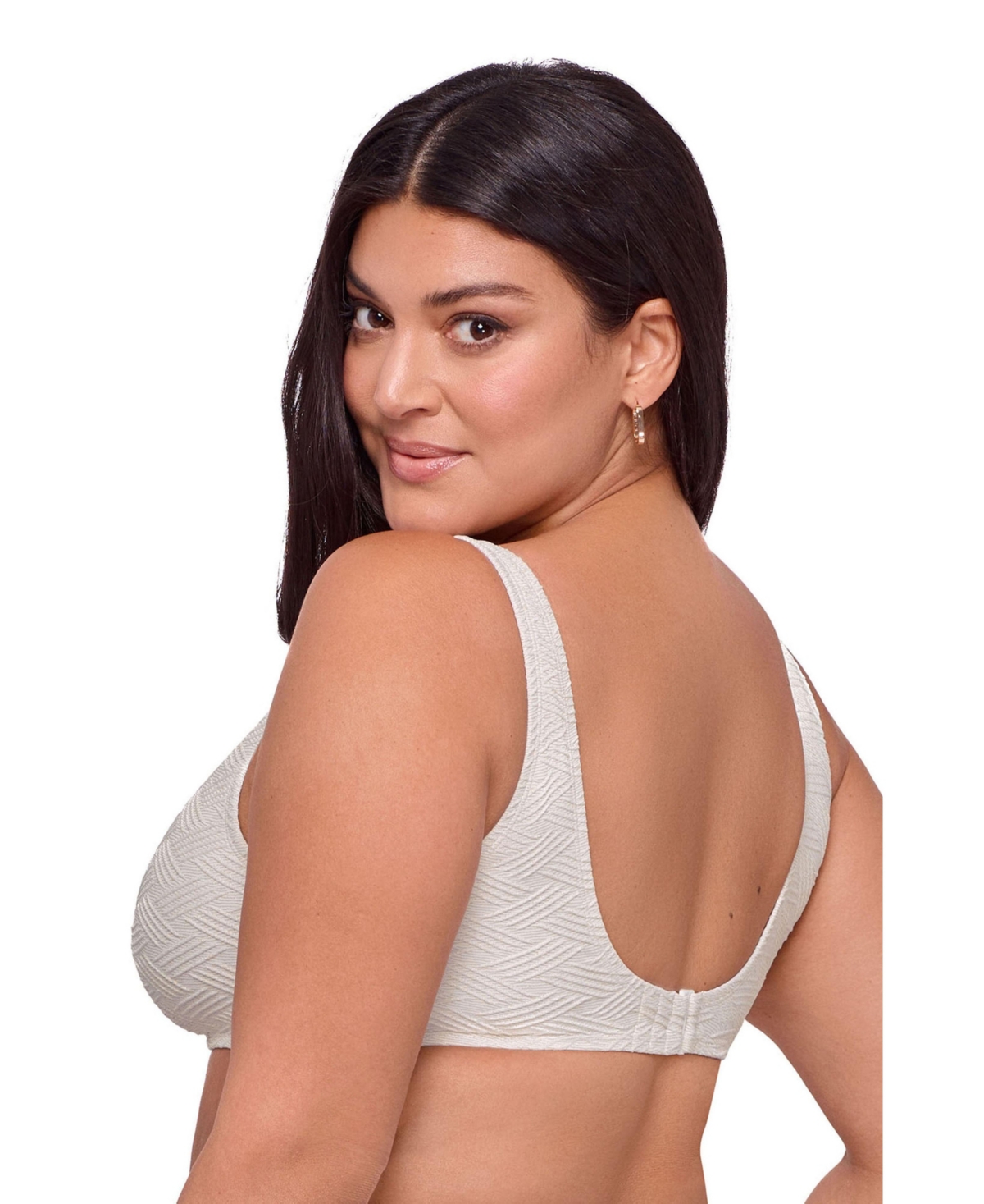 S3 Apparel Women's Supportive Basket Weave Scoop Back Cutout U-Wire Bikini Swimsuit Top