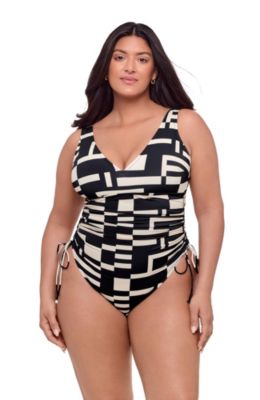 Women's Smoothing and Sculpting Adjustable Low Cinched One-Piece Swimsuit