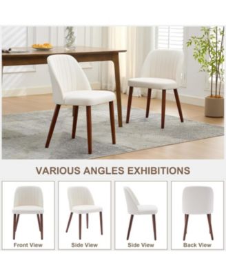 Wooden Dining Chairs Set of 4,Upholstered Kitchen Dining Room Chairs with Padded Seat and Wood Legs,Modern Fabric Side Dinner