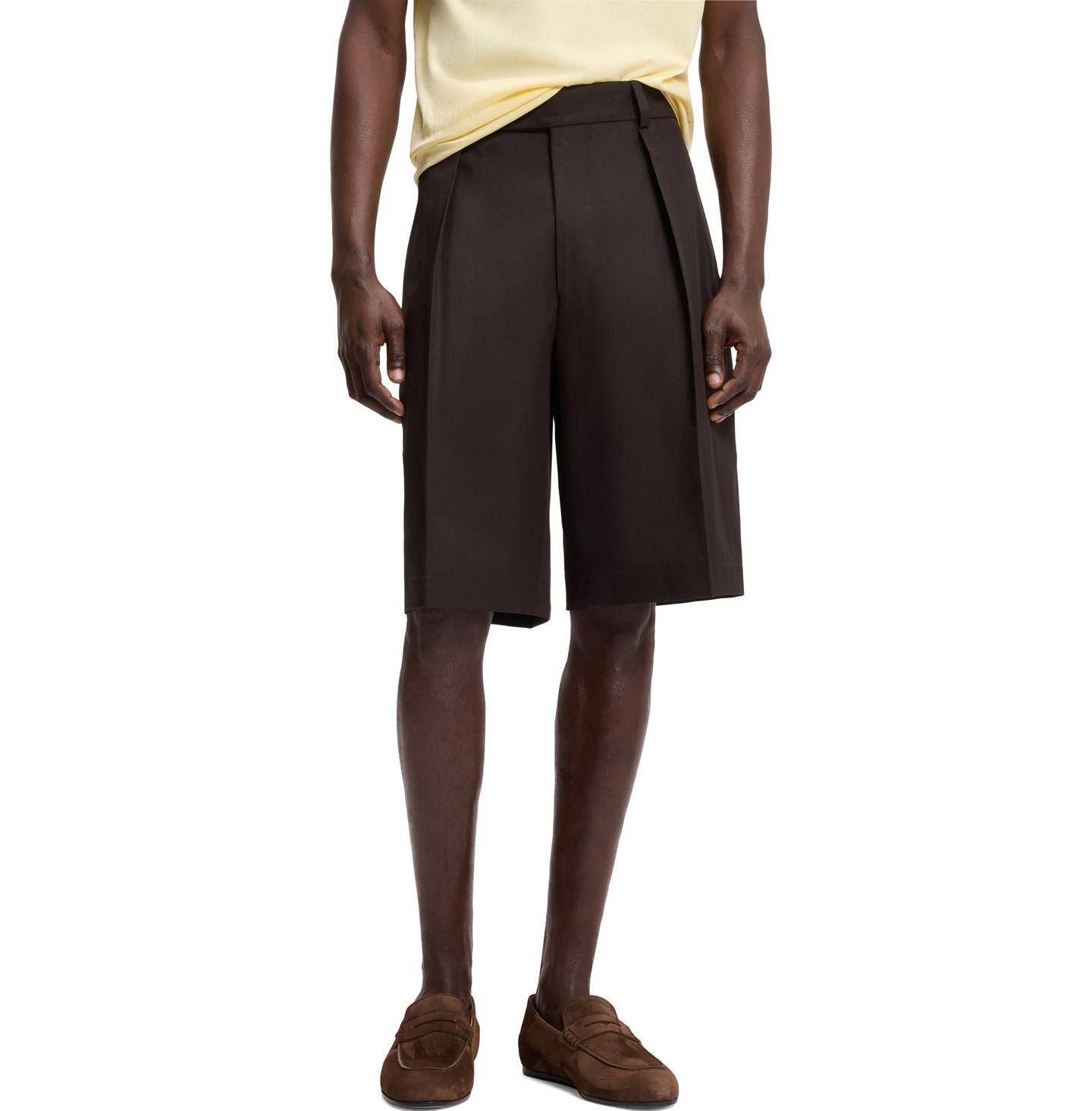 Мужские шорты Hugo Boss Beckham x BOSS Cotton 11" Shorts, цвет: Коричневый — фото 1