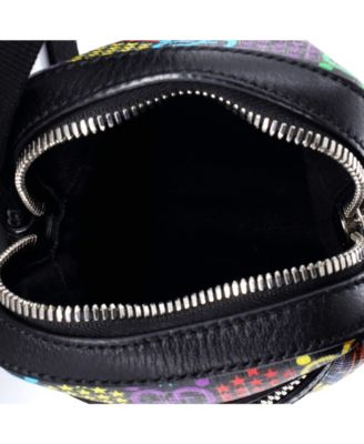 Mini Front Zip Messenger Bag Psychedelic Print GG Coated Canvas