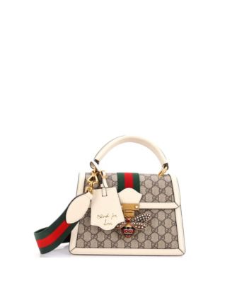 Small Queen Margaret Top Handle Bag GG Coated Canvas with Leather